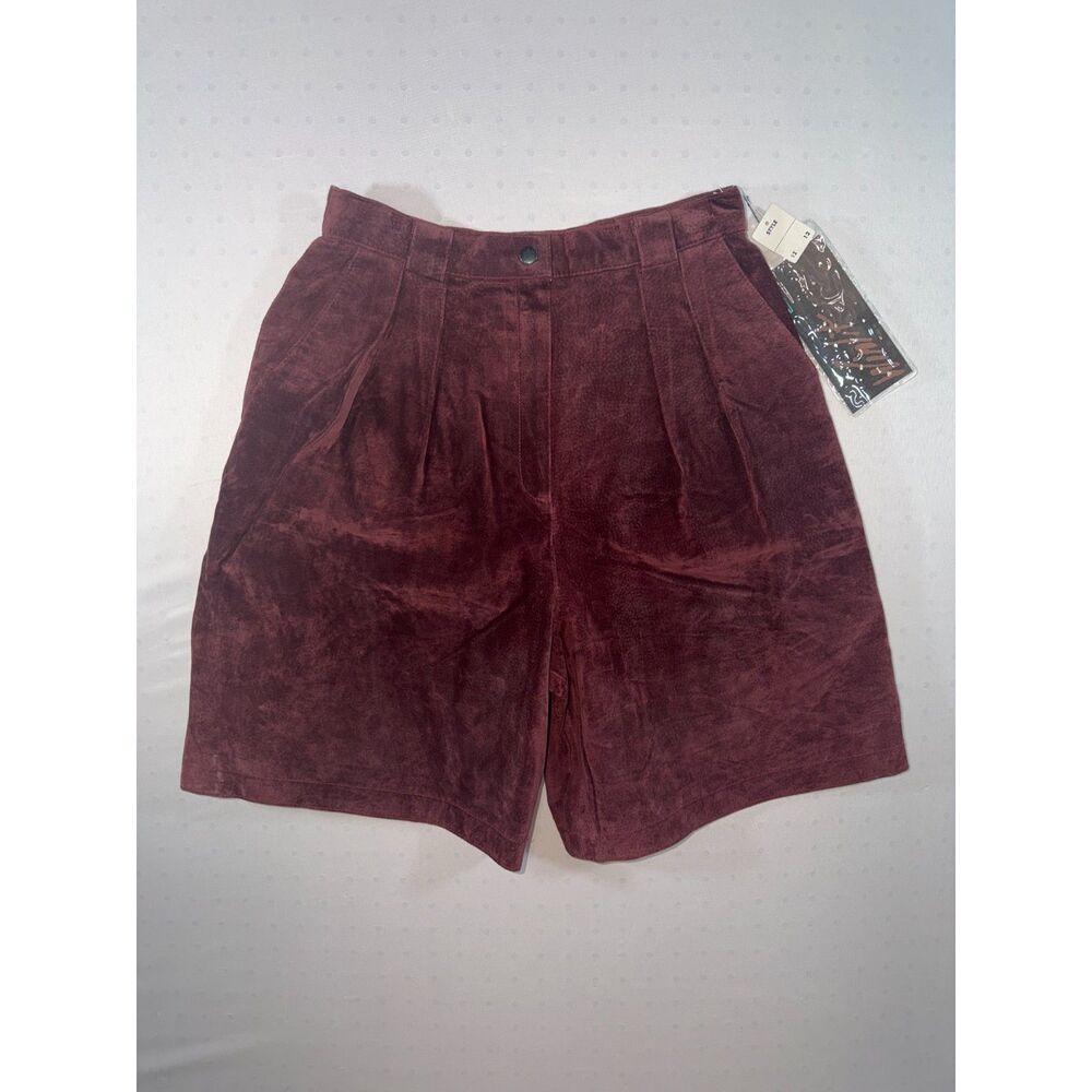 NWT Vintage Winlit Burgandy Short | Genuine Leather High Waisted | Size 12